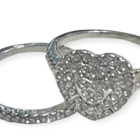 Stainless Steel Heart Ring Set - New -Sizes 7 and 8 - Picture 3 of 5
